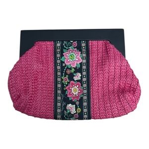 Vera Bradley Straw Like Clutch Petal Paisley Vintage Inspired